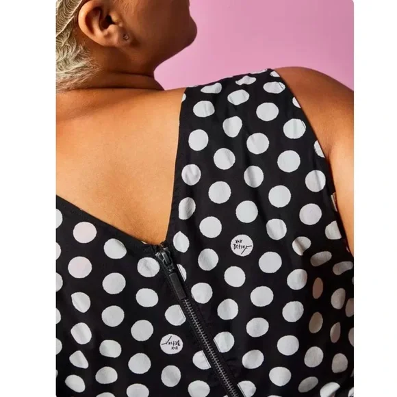 Torrid 3 Betsey Johnson Black & White Polka Dot Poplin Fit & Flare Dress - Picture 6 of 13
